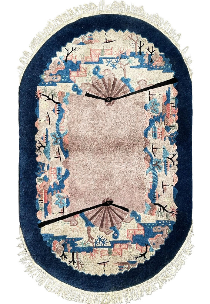 2'3" x 5'5" Oriental Art Deco Oval Rug 2'3" x 5'5" Oriental Art Deco Oval Rug