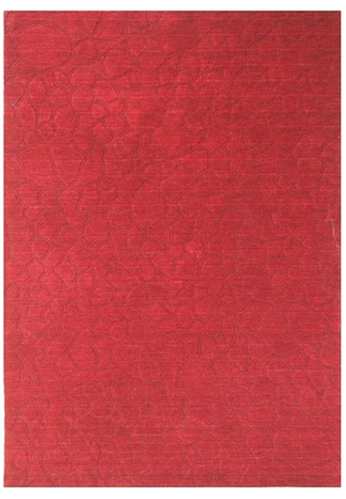 5 x 8 Red Carved Modern Handmade Rug 5 x 8 Red Carved Modern Handmade Rug