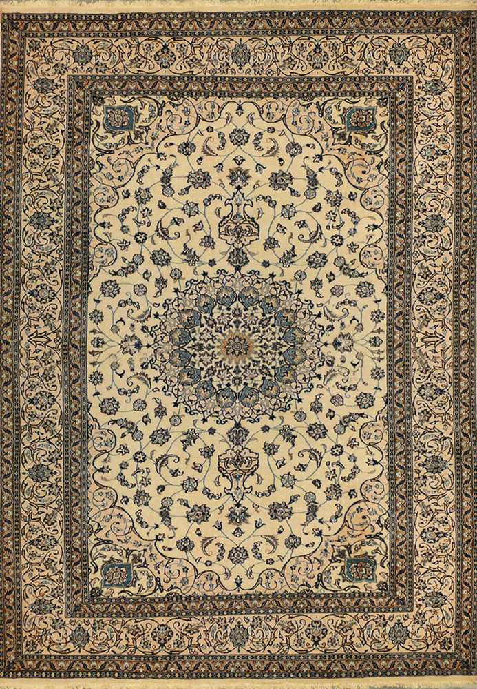 8 x 11'3 Persian Nain Rug Wool & Silk 8 x 11'3 Persian Nain Rug Wool & Silk