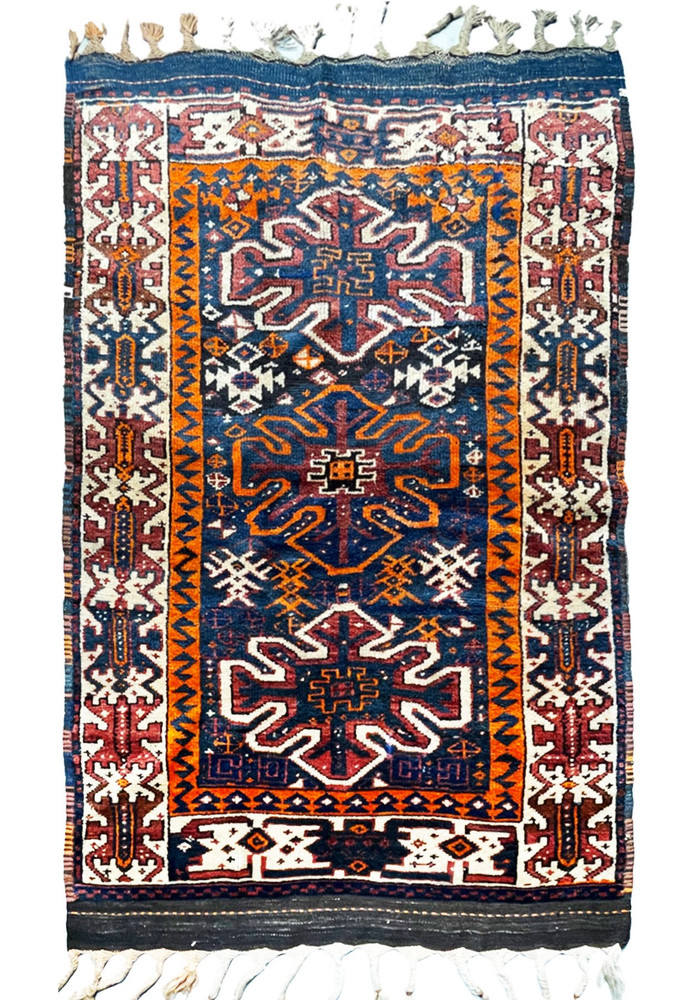 3'8" x 5'4" Antique Caucasian Azerbaijan Rug