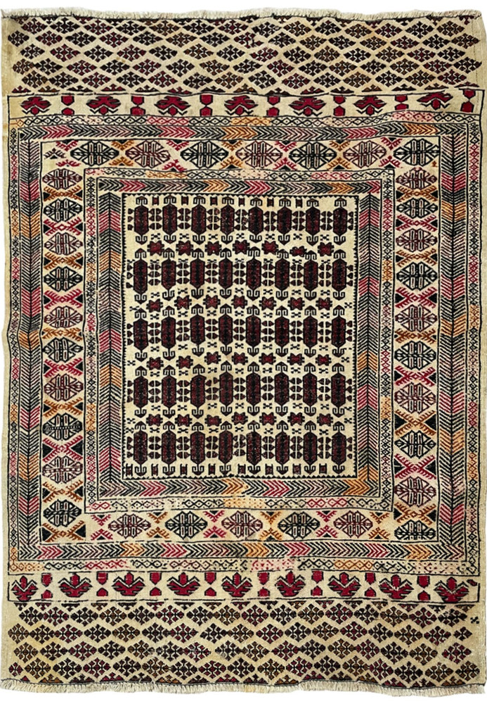 3'6 x 5'4 Persian Baluch Rug - Handmade Tribal Prayer Rug