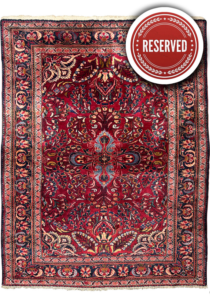 5'1" x 6'6" Antique Persian Lilihan Rug