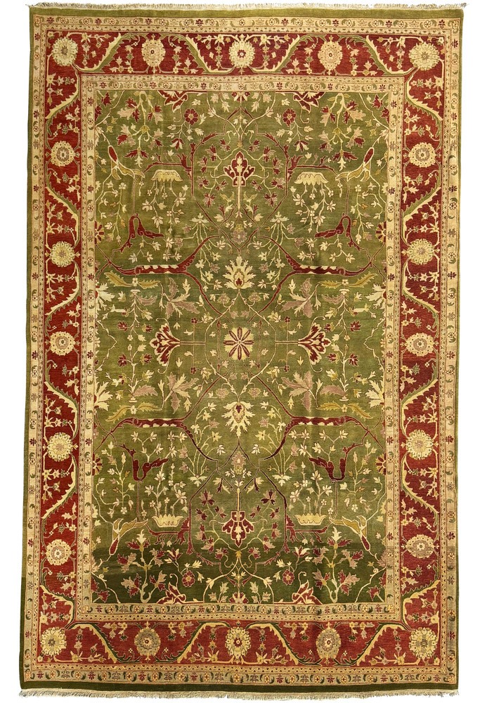 10x15 Chobi Peshawar rug with detailed floral patterns and rich red border 10x15 Chobi Peshawar rug with detailed floral patterns and rich red border