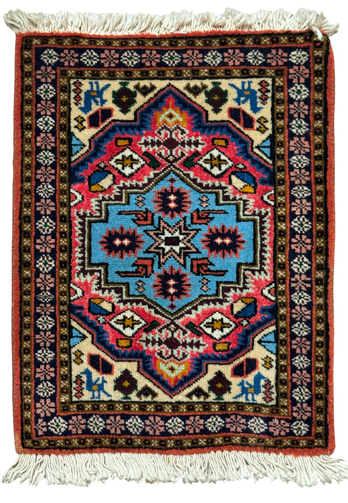 1'3 x 2' Persian Ardebil Wool & Silk Baby Rug - Full View 1'3 x 2' Persian Ardebil Wool & Silk Baby Rug - Full View