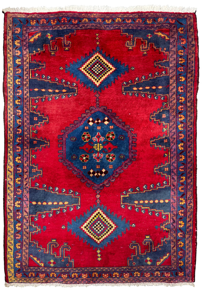 3'9 x 5'6 Distressed Hamedan Persian Rug full view 3'9 x 5'6 Distressed Hamedan Persian Rug full view