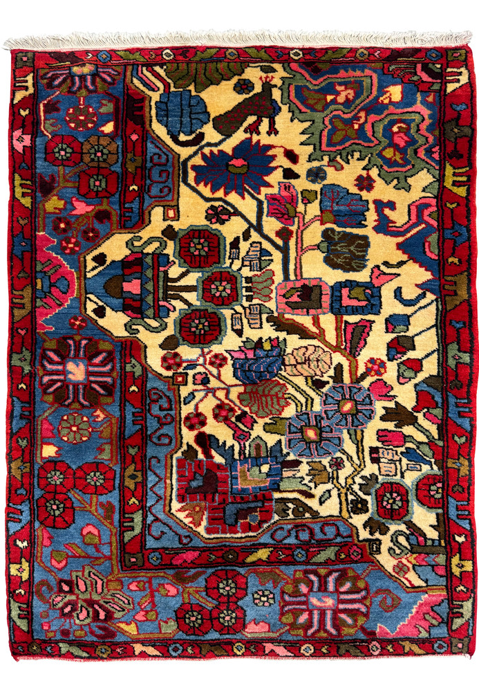 Full view of 3' x 4' Nahavand Persian Rug with intricate floral and geometric patterns Full view of 3' x 4' Nahavand Persian Rug with intricate floral and geometric patterns