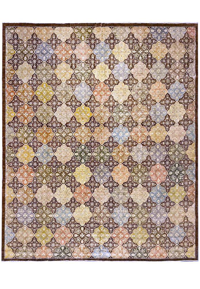 Full display of 13x16 Ziglar rug with rich floral and vine patterns.