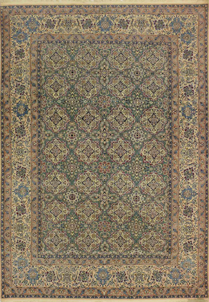Full view of the 7 x 10 Persian Nain 6 LAA Habibian rug showcasing its detailed patterns
