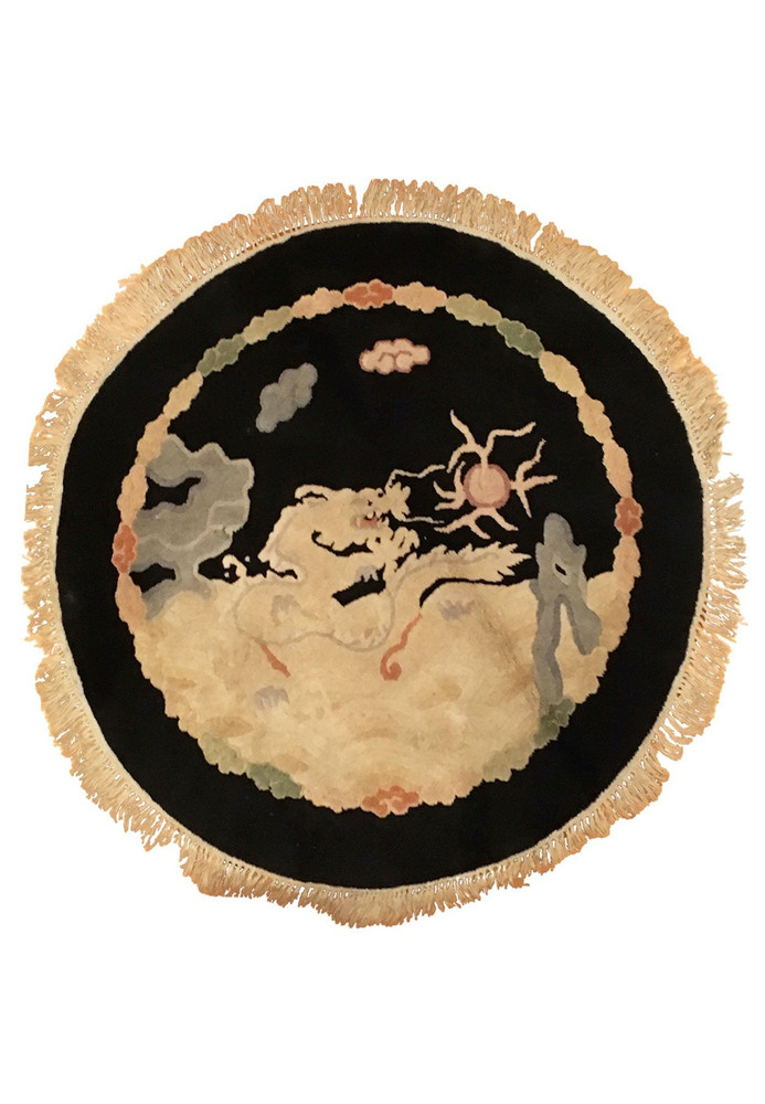 3 x 3 Oriental Antique Art Deco Beijing Round Rug 3 x 3 Oriental Antique Art Deco Beijing Round Rug