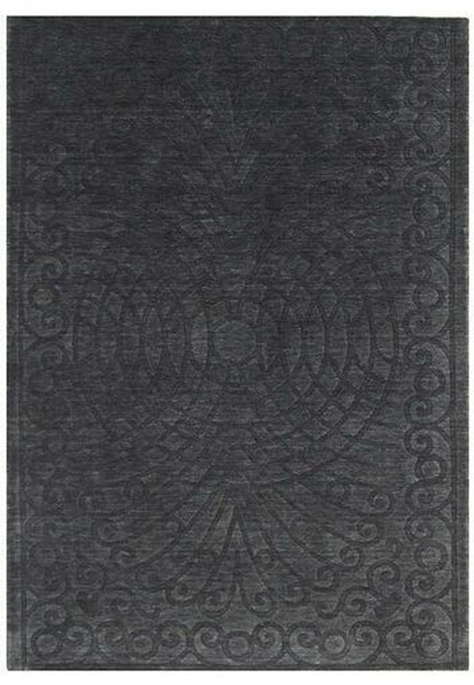 5 x 8 Charcoal Black Nepalese, Handmade Wool