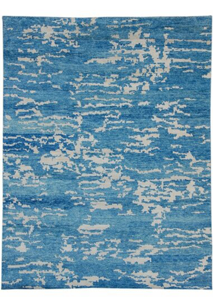 5 x 7 Modern Blue & Gray Handmade Rug 5 x 7 Modern Blue & Gray Handmade Rug