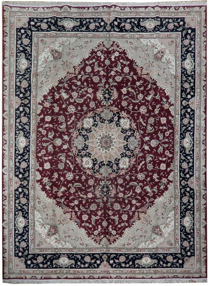 Rugsville Manon Tabriz Oriental Red Hand Knotted Wool Persian Carpet 63323