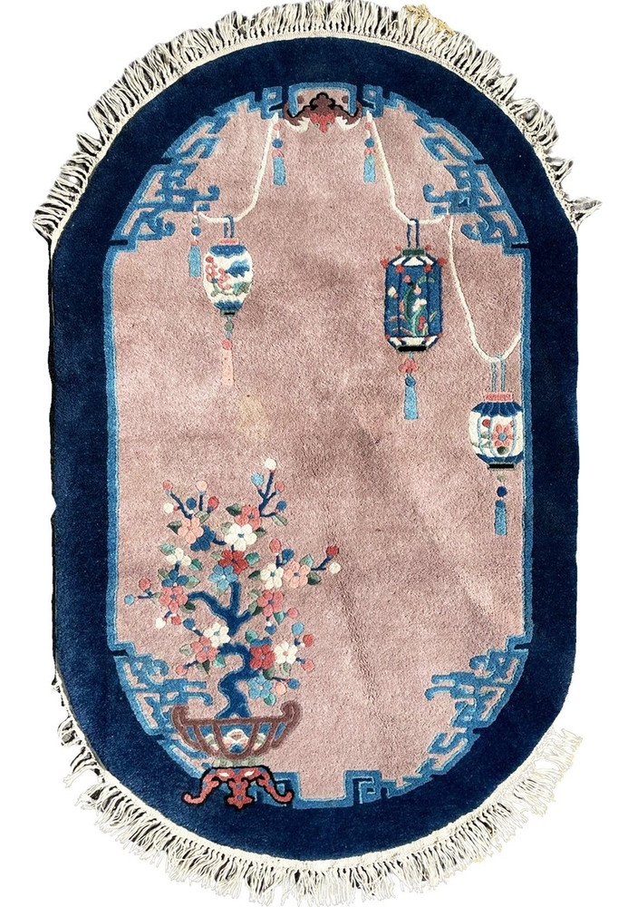 2'3" x 5'2" Oriental Art Deco Oval Rug 2'3" x 5'2" Oriental Art Deco Oval Rug