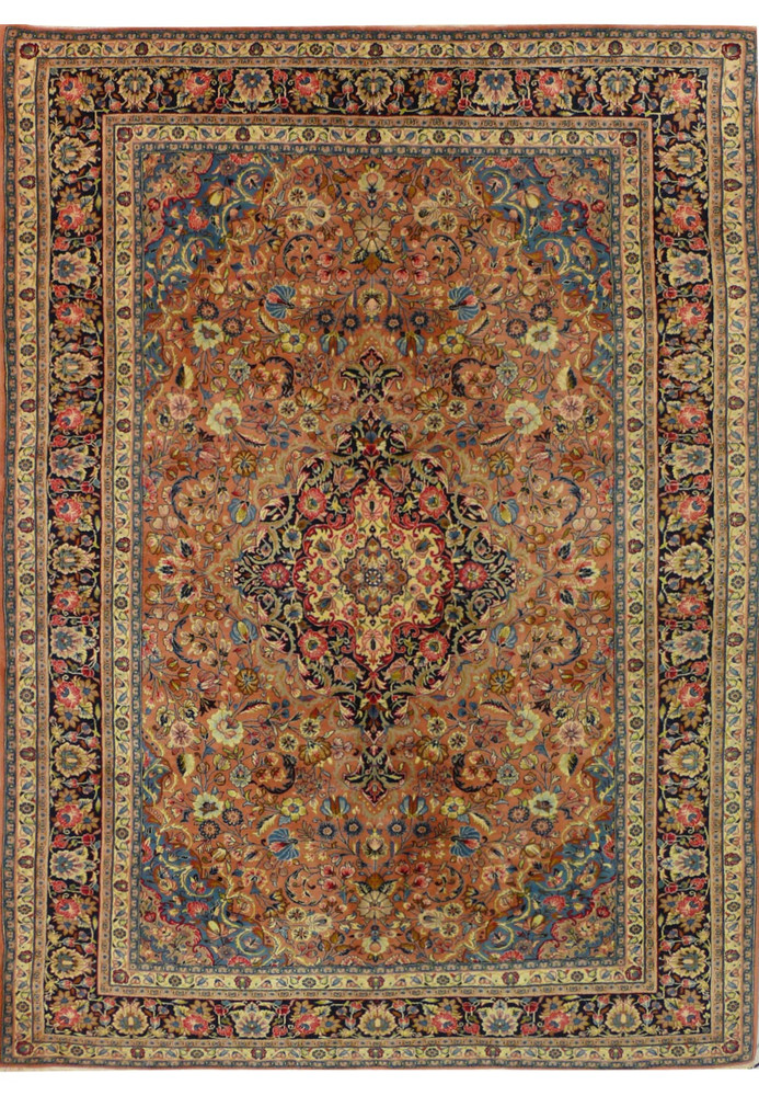 Full view of the 6'10 x 10 Persian Bijar rug showcasing its detailed design