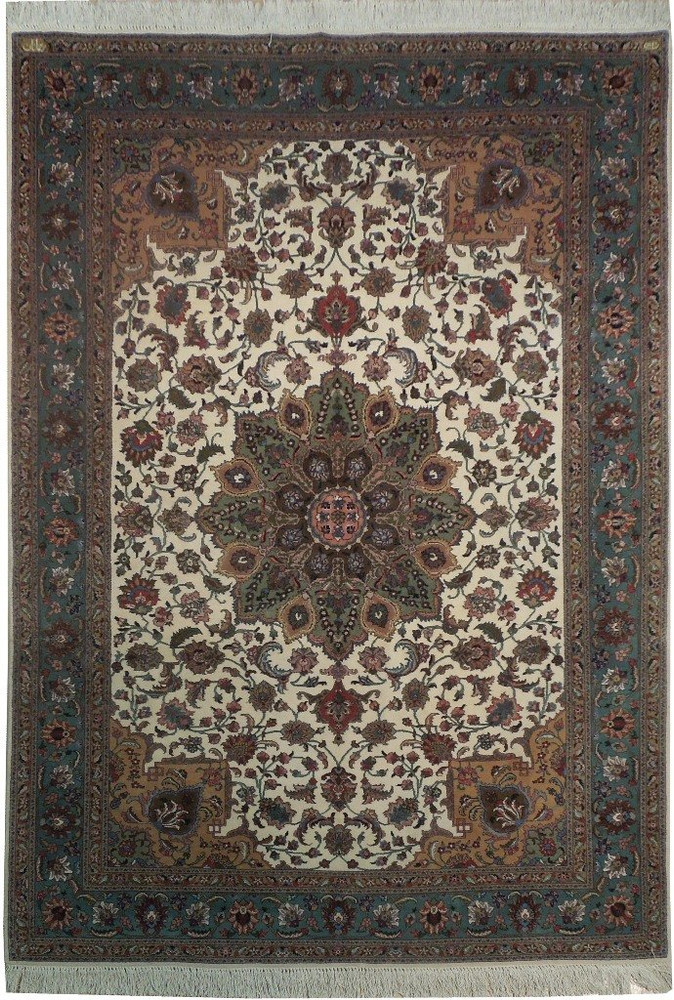 6'5 x 9 Singed Persian Tabriz Wool & Silk Rug 6'5 x 9 Singed Persian Tabriz Wool & Silk Rug