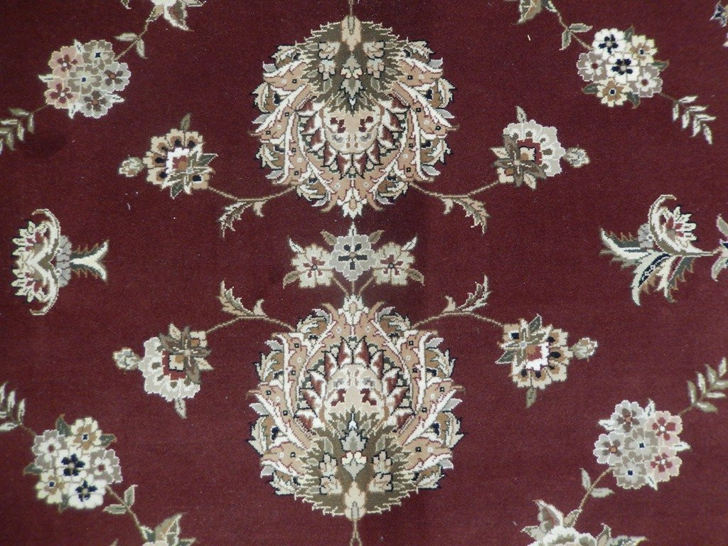 Chinese Tabriz Burgundy Wool & Silk Handmade 9' x 12' Super Fine New Perfect Condition