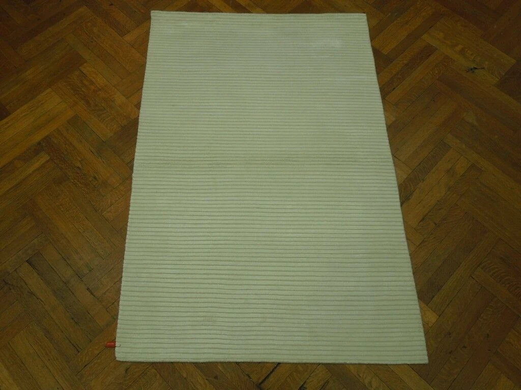 4 x 6 Area Rug Ivory Modern Handmade Plush Viscose Artificial Silk