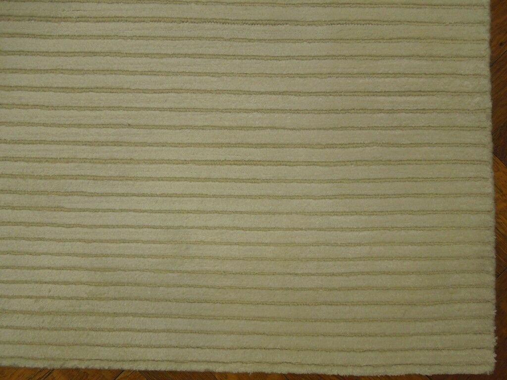 4 x 6 Area Rug Ivory Modern Handmade Plush Viscose Artificial Silk