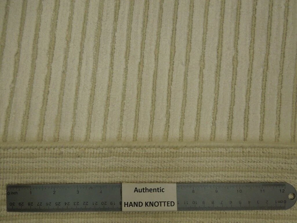 4 x 6 Area Rug Ivory Modern Handmade Plush Viscose Artificial Silk