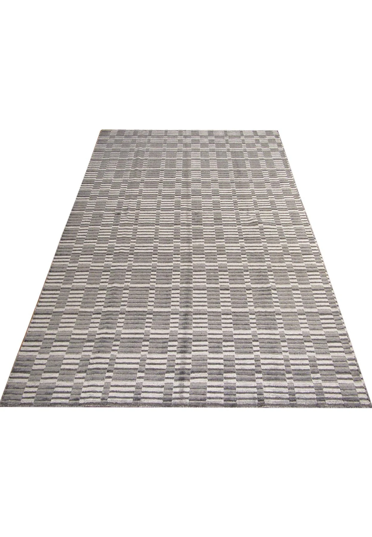 8 x 10 Silver Gray Handmade Modern Rug Organic Wool & Silk feeling