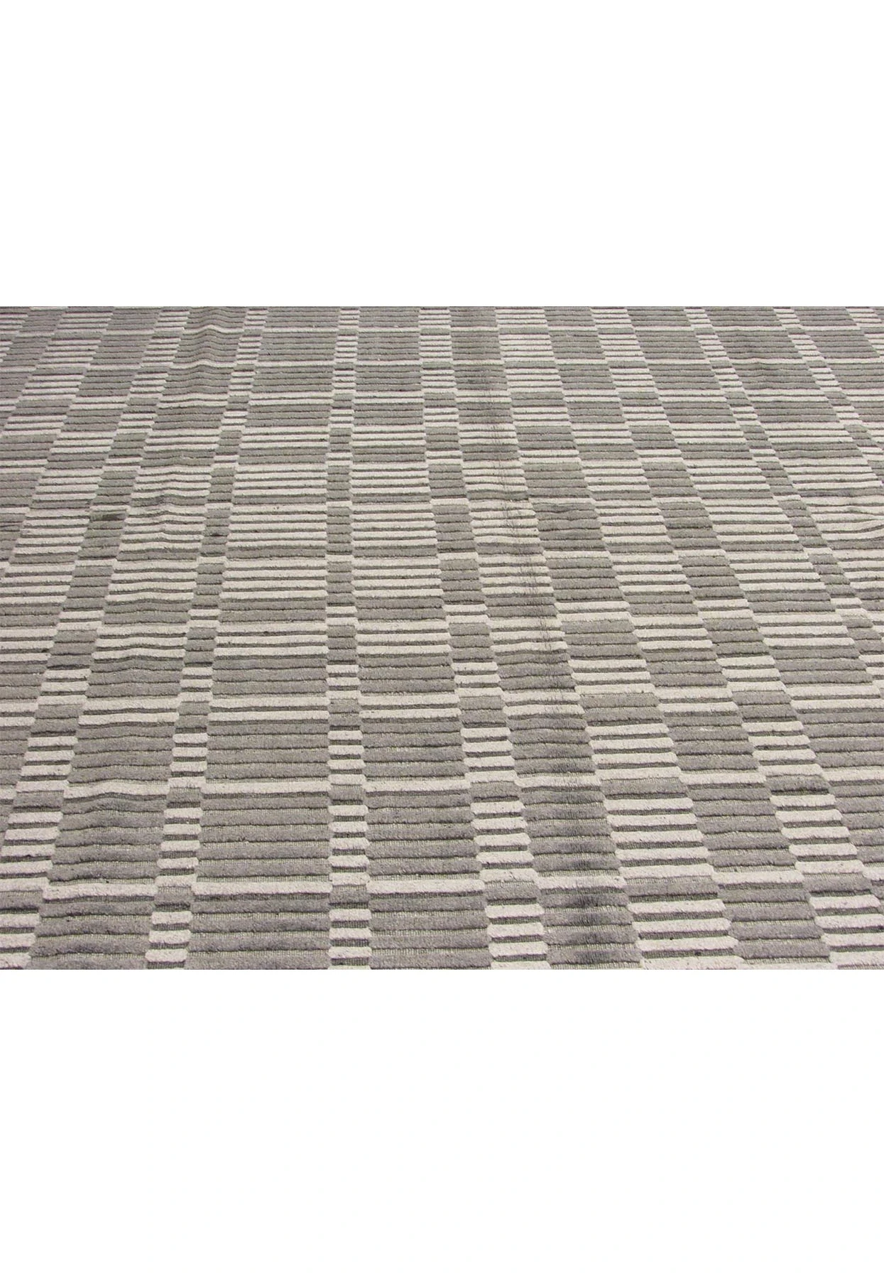 8 x 10 Silver Gray Handmade Modern Rug Organic Wool & Silk feeling