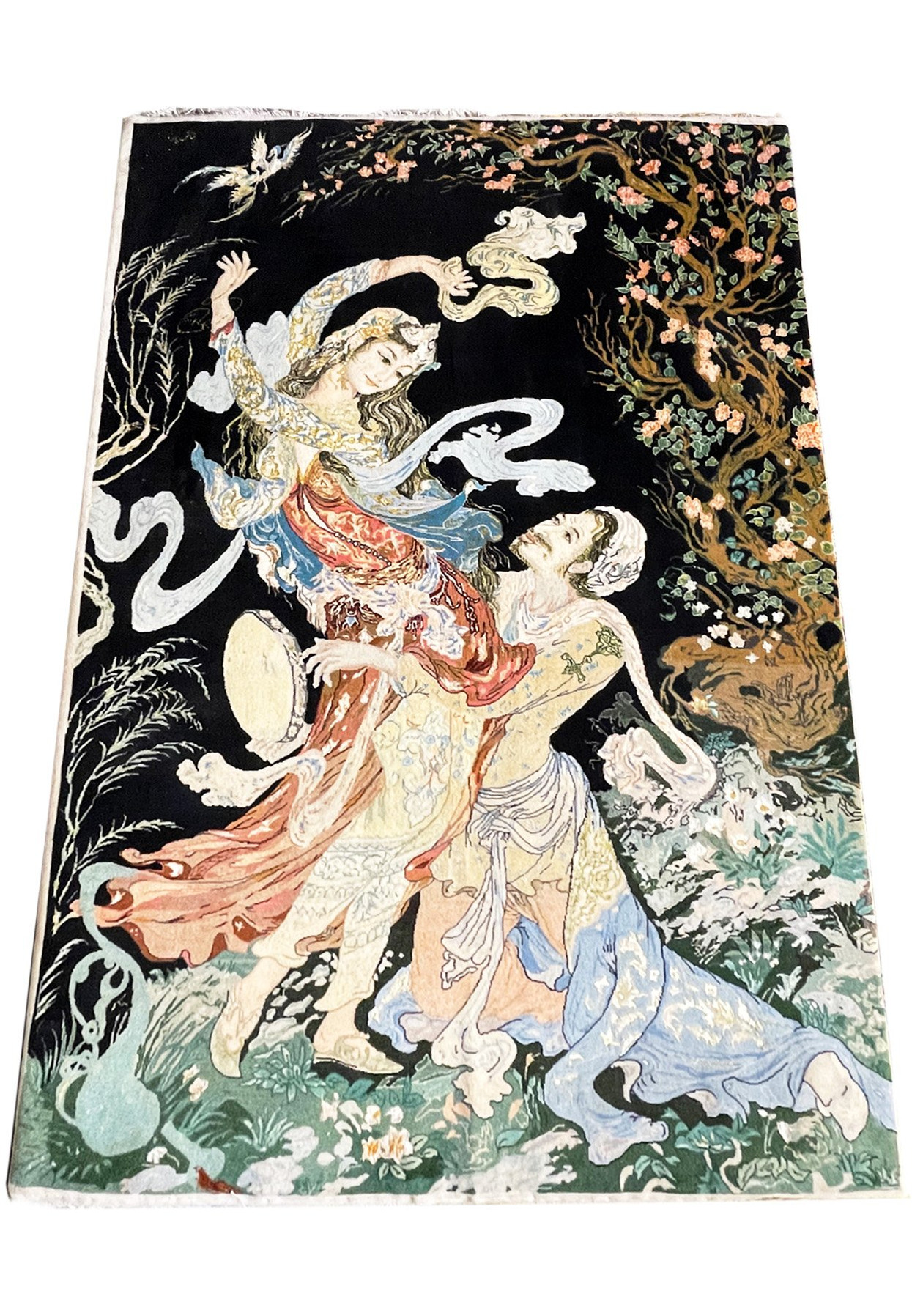 3'7 x 5'7 Pictorial Persian Tabriz Wool & Silk Rug