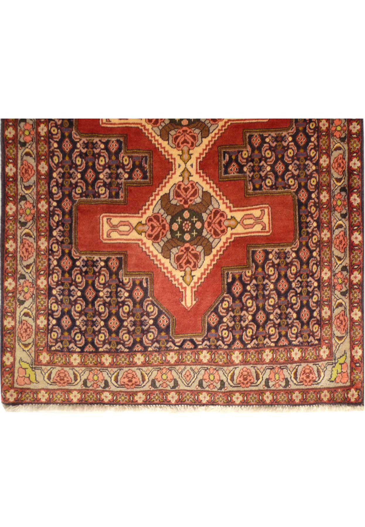3 x 13 Geometric & Botanical Persian Senneh Runner Rug