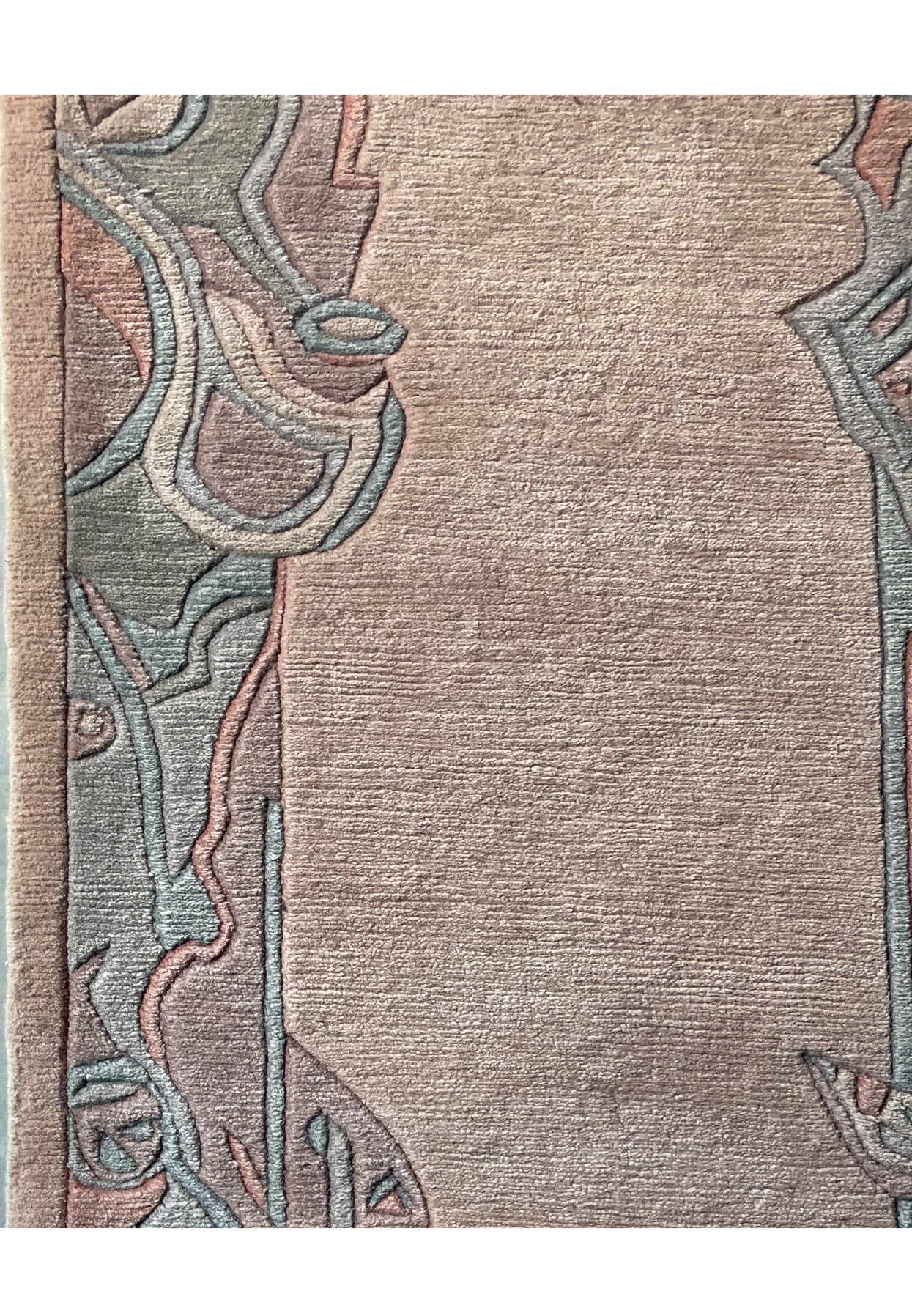 Detailed edge and fringe view of the 2'6" x 11'2" Modern Nepali Runner Rug