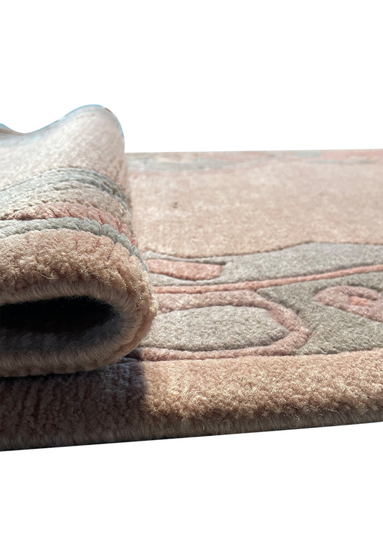 Angled view of the Modern Nepali Runner Rug showing its design and color palette.