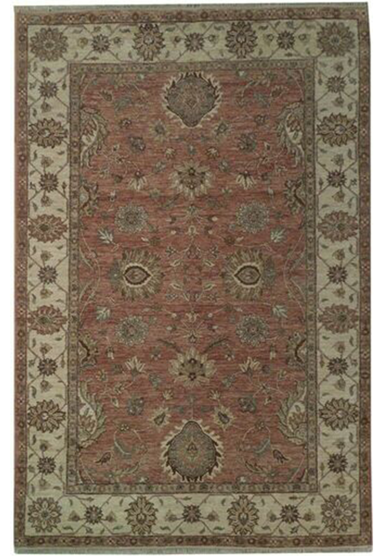 5 x 8 Natural Wool Faded Brick Red Chobi Rug