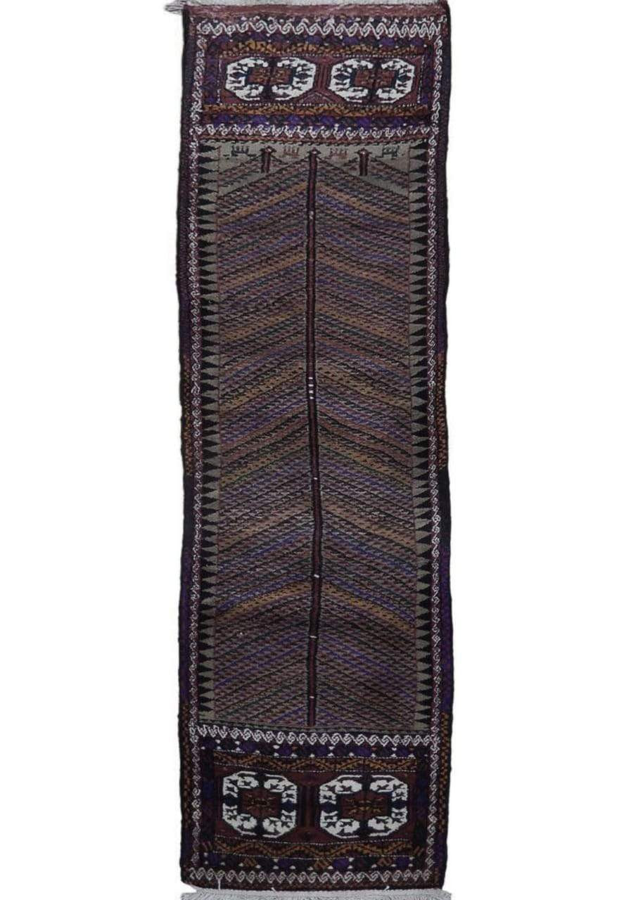 2 x 9 Multi Color Oriental Bokhara Tribal Runner