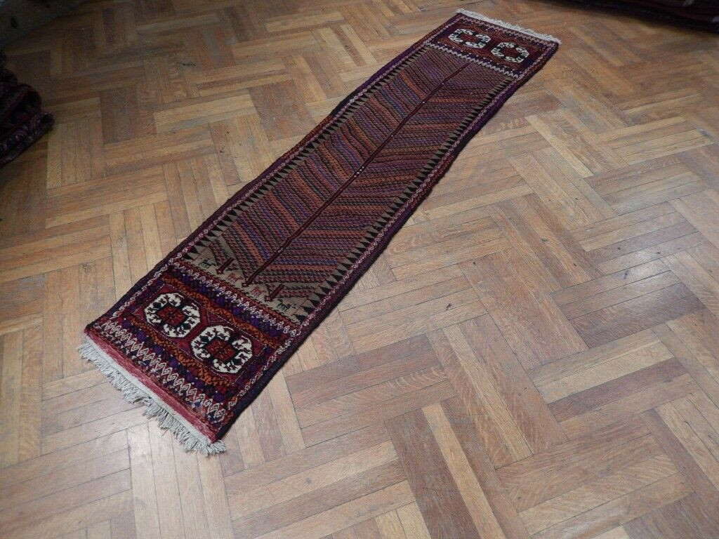 2 x 9 Multi Color Oriental Bokhara Tribal Runner