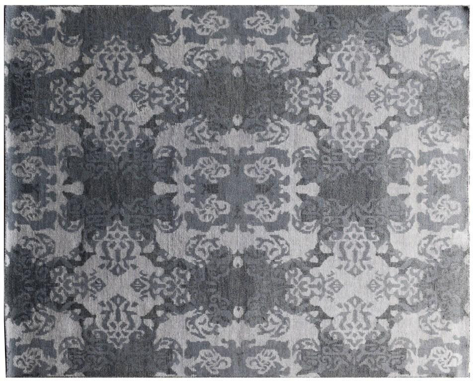 8x10 Gray Modern Handmade Venetian Italian Inspired Design Viscose Rug