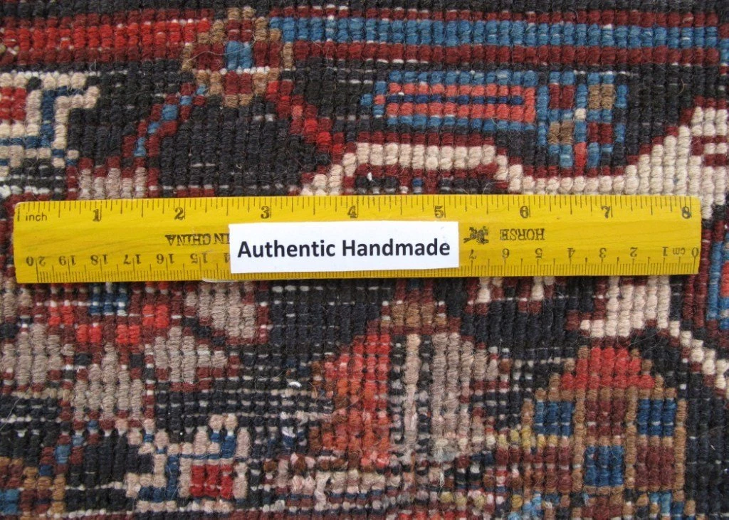 backside of 9x11 Heriz Persian Rug showcasing the weave density.