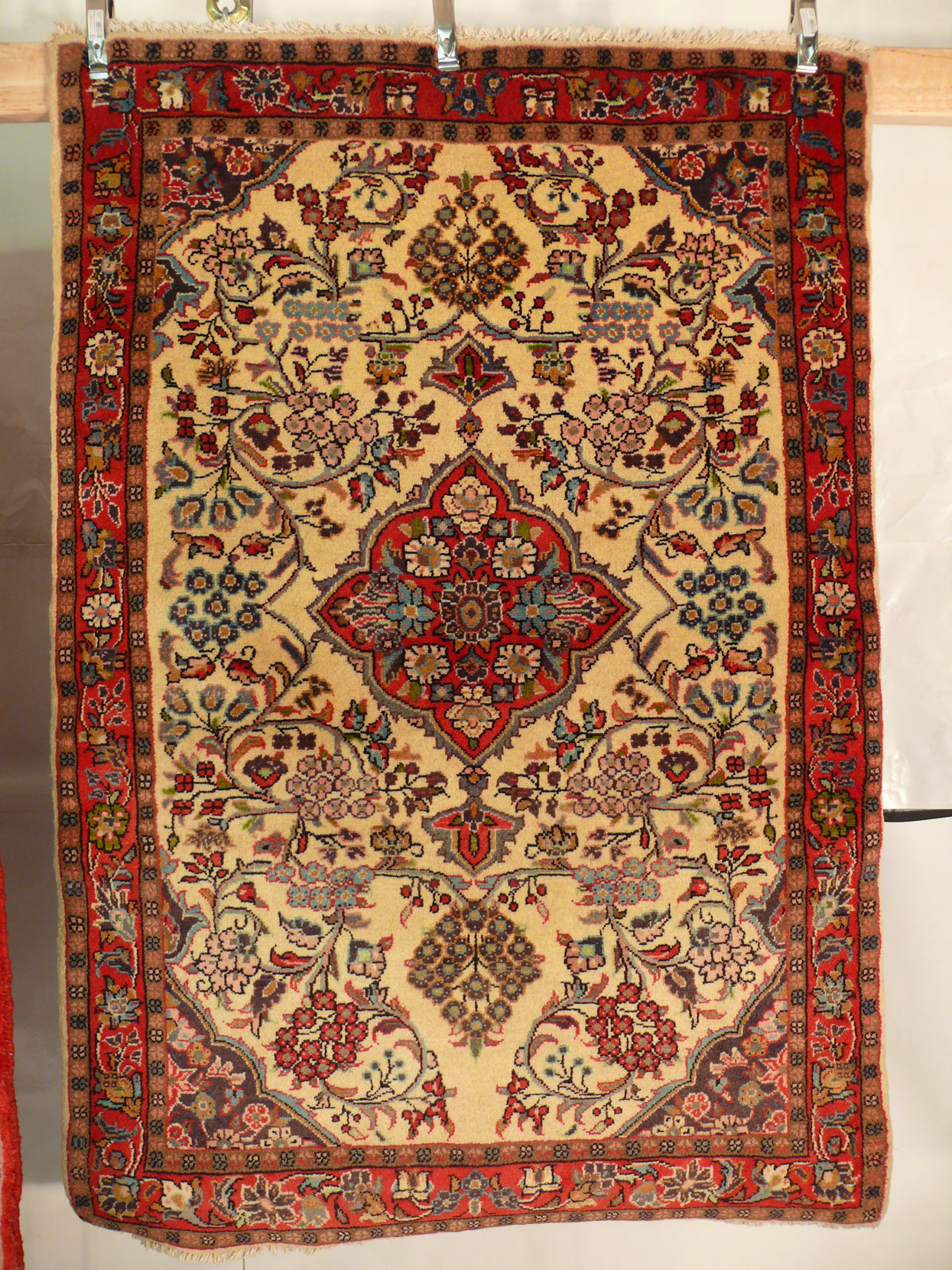 Detailed patterns on the 3'5 x 4'10 Persian Koliai rug