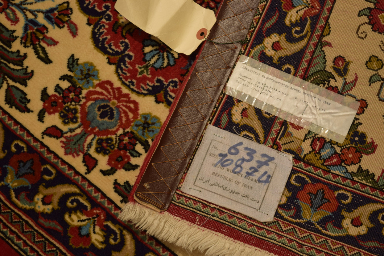 Back view of the 2'5" x 3'5" Persian Qum Kork Rug showing the precision of the hand-knotted weave.