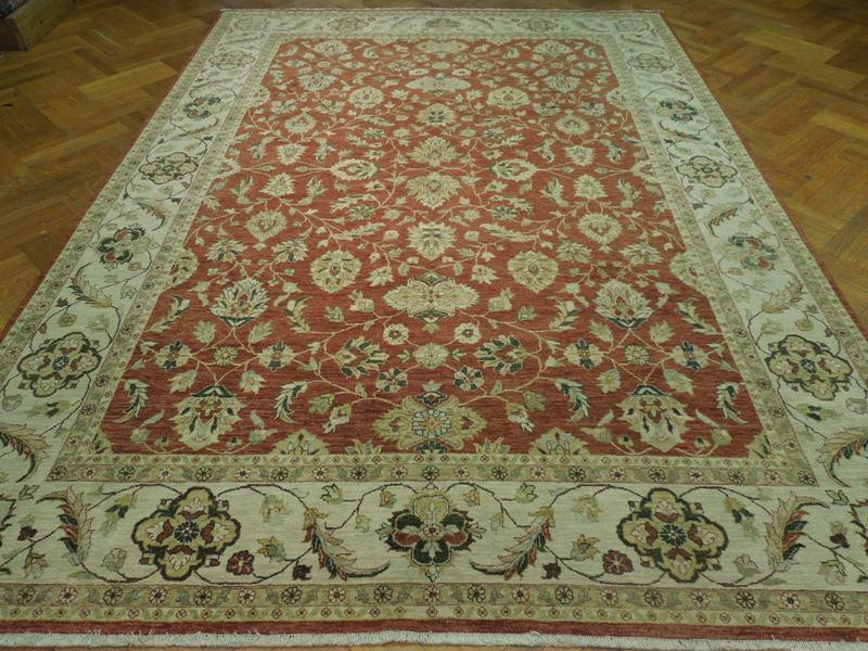 9 x 12 Oushak Rust Orange Antiqued Chobi Peshawar Handmade Rug