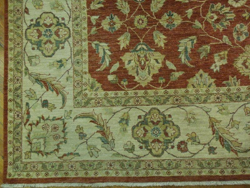 9 x 12 Oushak Rust Orange Antiqued Chobi Peshawar Handmade Rug