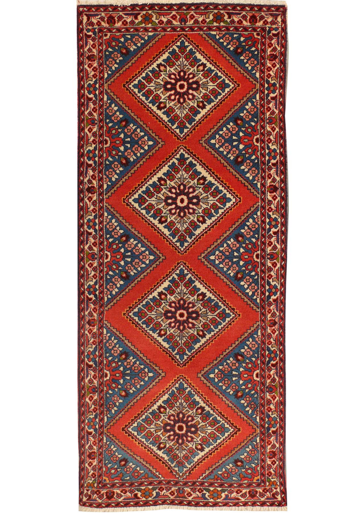 2'4 x 6'5 Persian Rudbar Runner Geometric Design