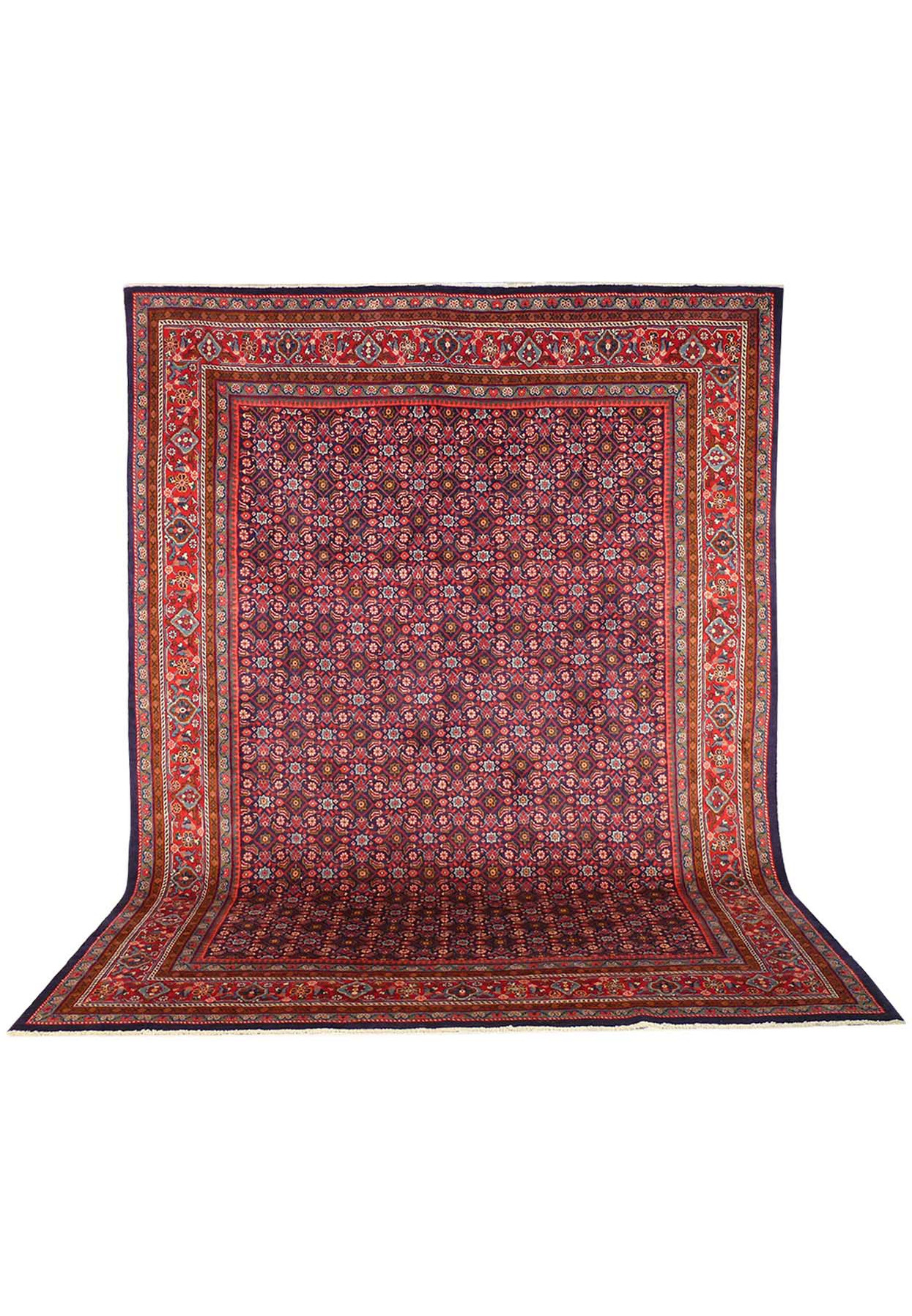 10 x 13 Persian Mahal Rug All Over Rug hanging show the whole rug and its floral design