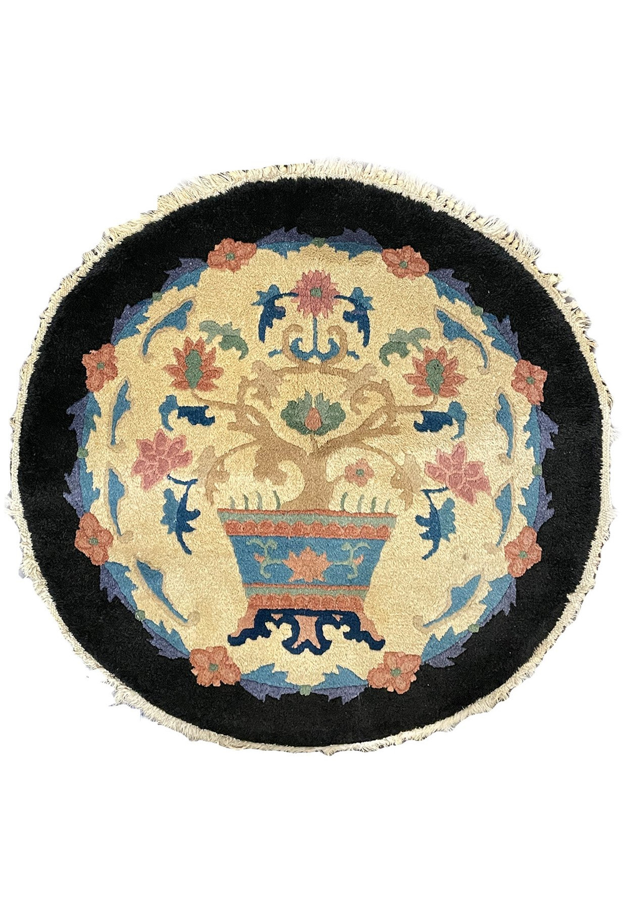 2 x 2 Antique Oriental Art Deco Round Rug