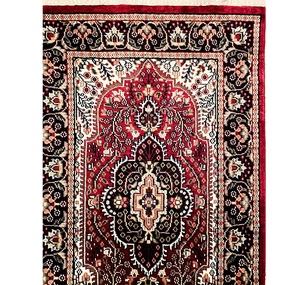 2'7 x 11 Oriental Kashmiri Wool & Silk Runner Rug