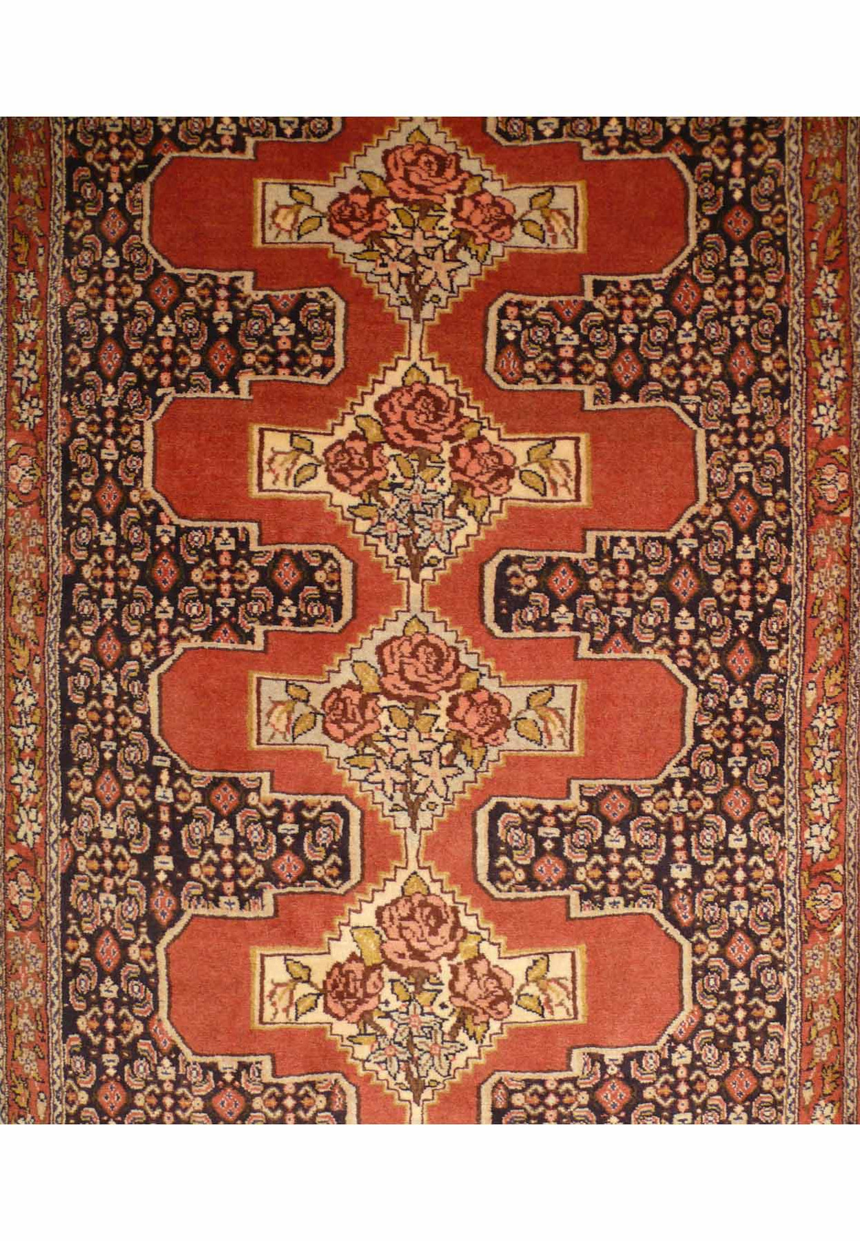 2'9" x 12'2" Botanical Persian Senneh Runner Rug | Kurdish Style