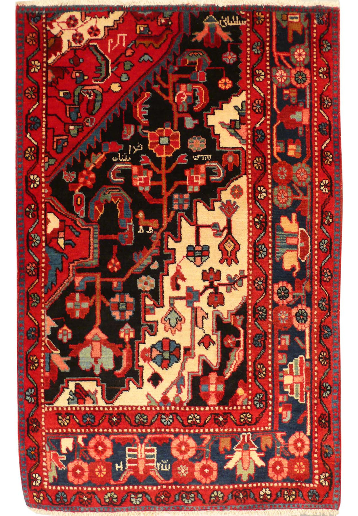 3 x 4 Antique Persian Nahavand Rug | Jewish and Persian Religious Gem
