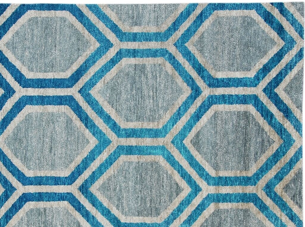 5 x 7 Modern Hand Woven Rug Bamboo Viscose Silk TORQOUISE