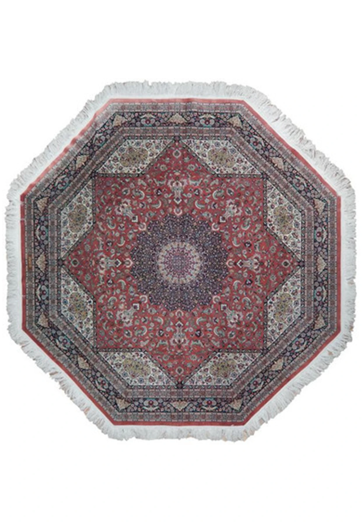 8 x 8 Persian Qum Silk Rug unique masterpiece Octagon signed by master weaver