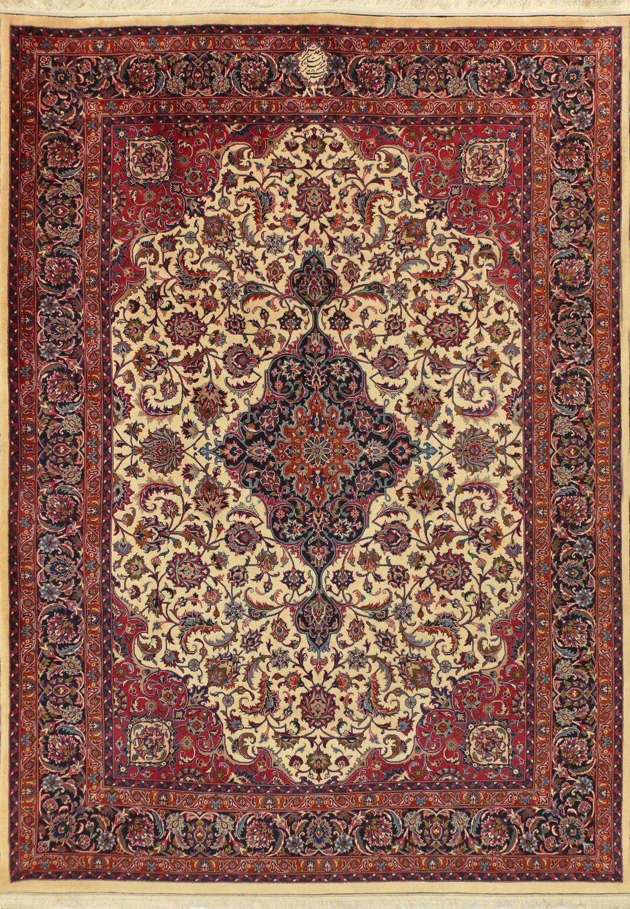 7 x 9'6" Premium Persian Mashad Rug signed by master weaver