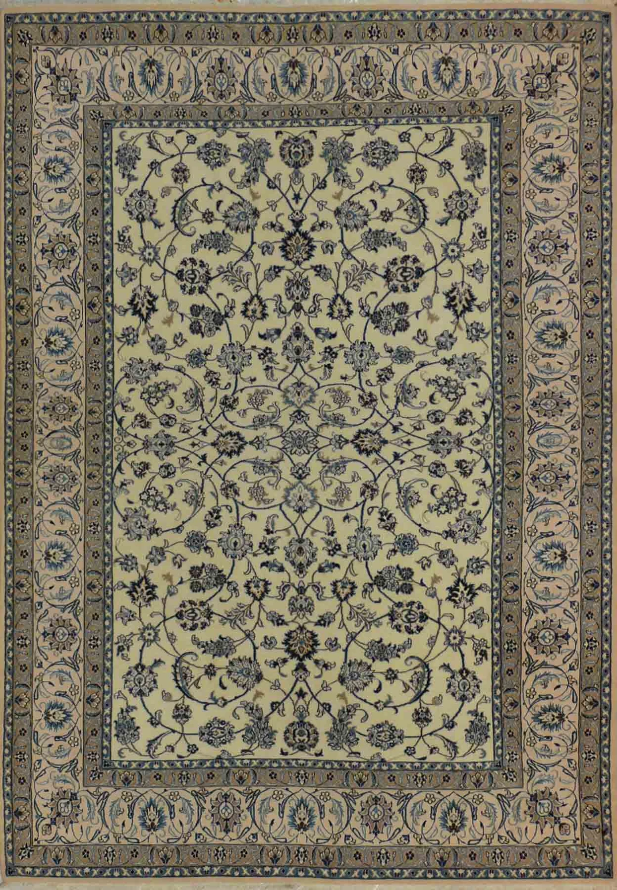 7 x 10 All-Over Design Persian Nain 9LAA Wool & Silk Rug