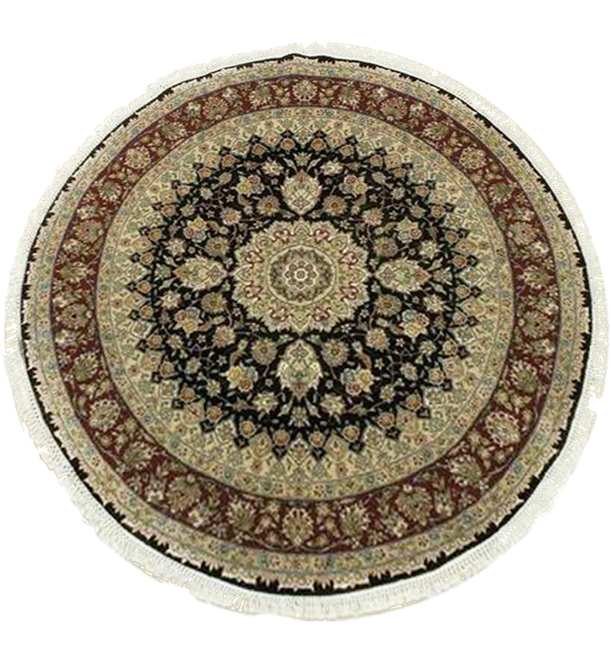 6 x 6 Persian Tabriz Design Fine Wool & Silk Round Rug