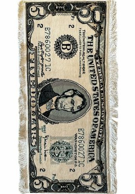 2 x 2'4 Persian Tabriz 5 Dollar Bill Rug